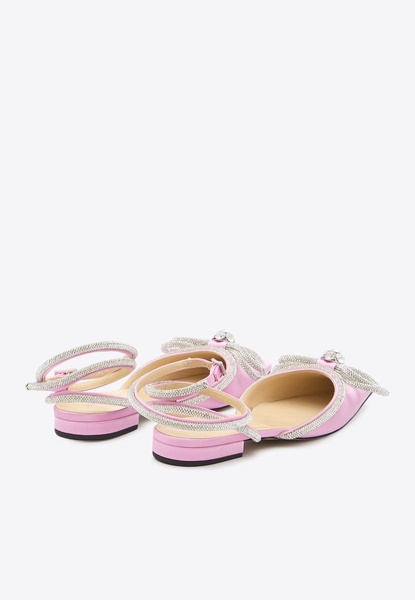 Double Bow Satin Slingback Flats