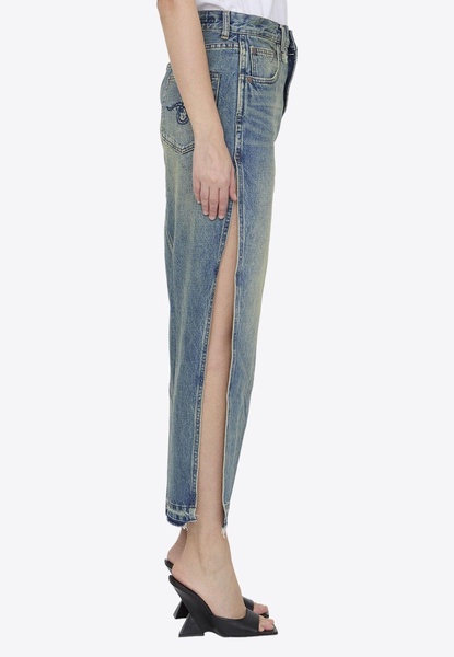 Devon Side-Slit Denim Midi Skirt