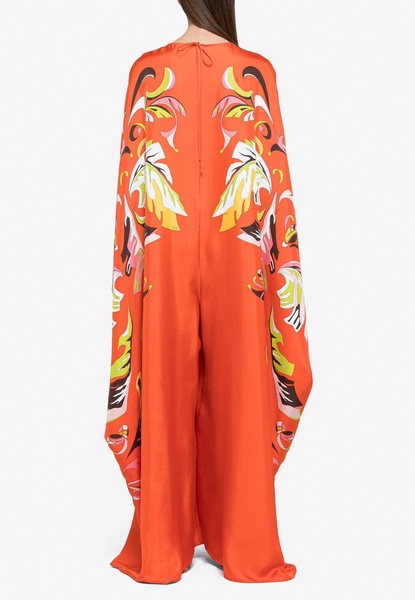 Platani Print Oversized Silk Jumpsuit