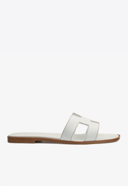 Oran H Cut-Out Sandals in White Calf Leather