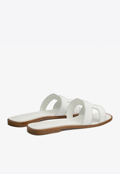 Oran H Cut-Out Sandals in White Calf Leather