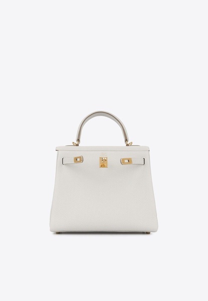 Kelly 25 in Gris Pale Togo Leather with Gold Hardware