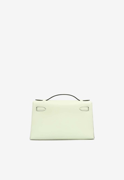 Kelly Pochette Clutch Bag in Vert Fizz Swift with Palladium Hardware