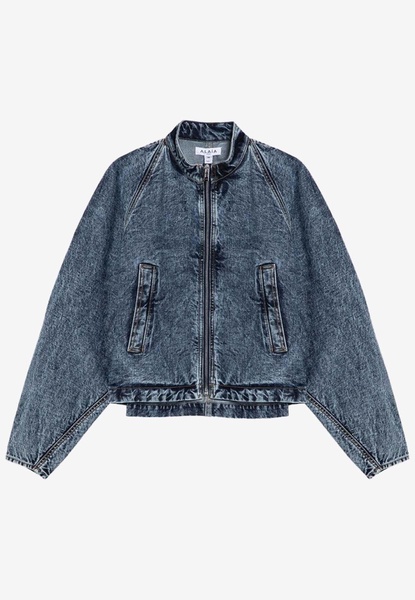 Zip-Up Washed Denim Jacket