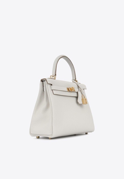 Kelly 25 in Gris Pale Togo Leather with Gold Hardware