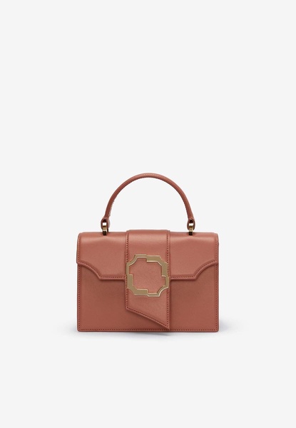 Mini Audrey Crest Buckle Top Handle Bag in Leather