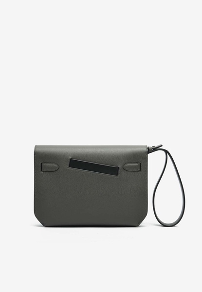 Kelly Depeches 25 Colormatic Pouch in Vert de Gris Evercolor, Black Evergrain and Fauve Barenia