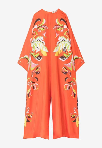 Platani Print Oversized Silk Jumpsuit