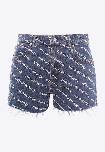 Bite Logo Print Denim Shorts