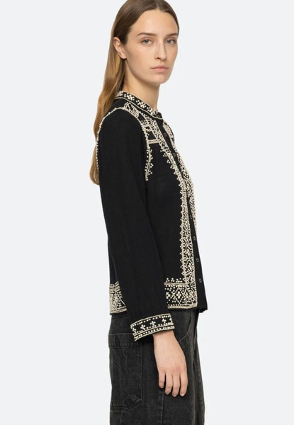 Sea Nyc Mille Embroidery Long Sleeve Button Down Top