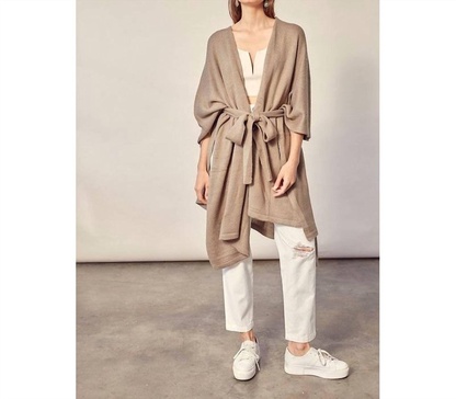 belted cardigan in beige