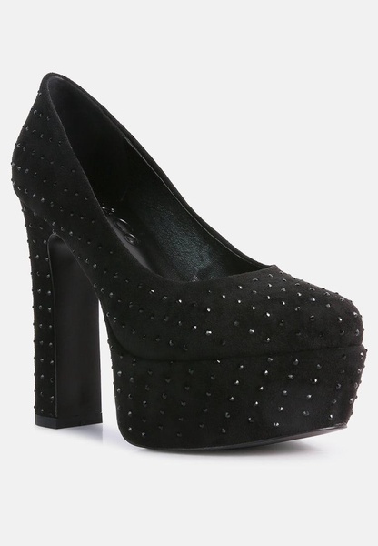 poppins black glinting platform high pumps