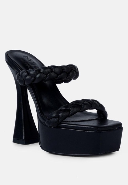 pin-up black braided high heel sandals