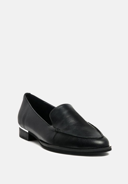 anna black leather slip-on loafers