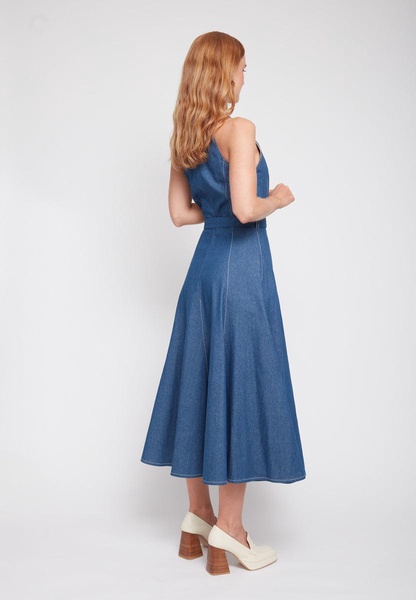 Ode Classy Blue Denim Midi Dress