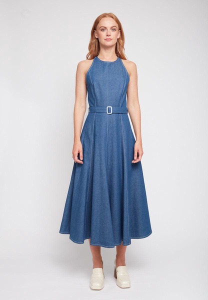 Ode Classy Blue Denim Midi Dress