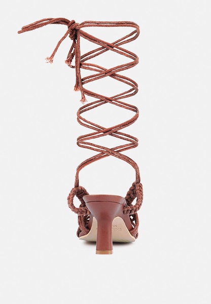 Beroe Mocca Braided Handcrafted Lace Up Sandal