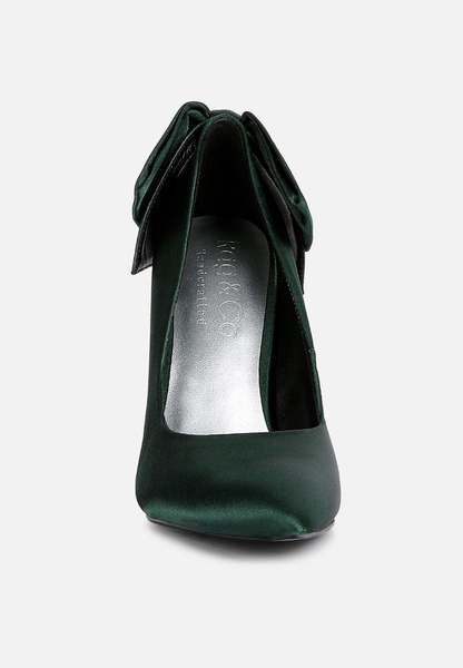 Hornet Green Satin Stiletto Pump Sandals