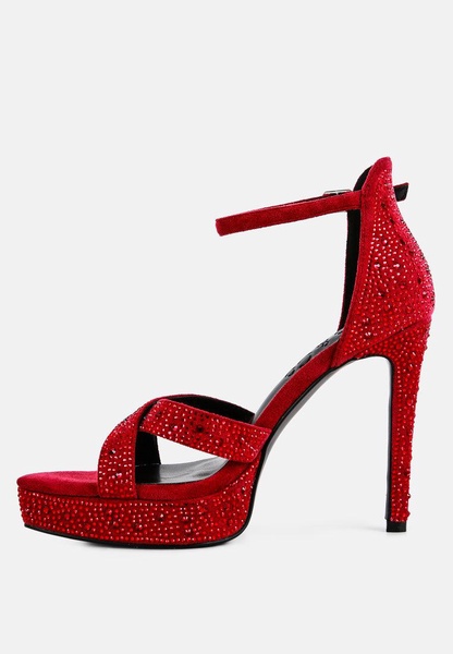 Regalia Burgundy Diamante Studded High Heel Dress Sandals