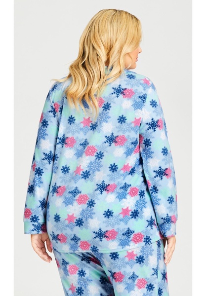 Plus Size Snowflake Button Fleece Sleep Top