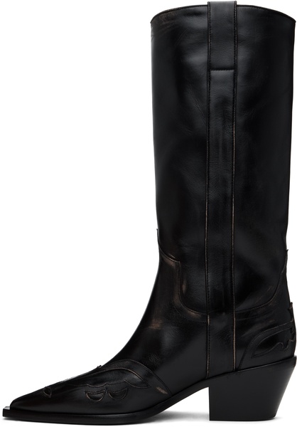 Black Painted Cowboy Tall Boots