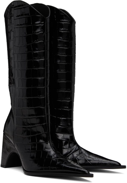 Black Croco Bridge Cowboy Boots