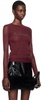 Burgundy Embroidery Rhinestone Long Sleeve T-Shirt