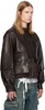 Brown Quilted Bomber Leather Jacket