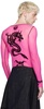 Pink Flocked Long Sleeve T-Shirt