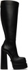 Leather platform knee-high boots