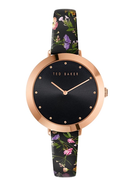 Ted Baker Ladies Black Printed Leather Strap Watch (Model: BKPAMS3019I)