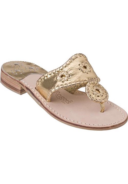 Hamptons Thong Sandal Gold Leather