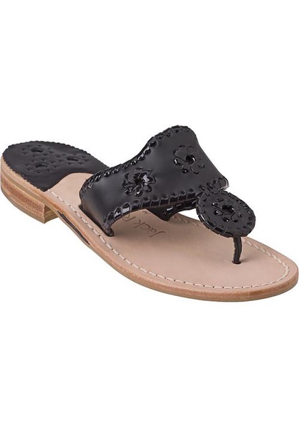 Palm Beach Thong Sandal Black Leather