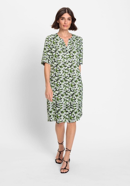 Women's Elbow Sleeve Leaf Print Dress