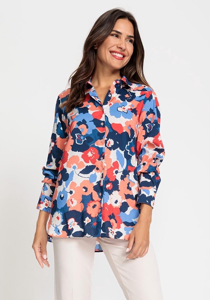 Women's Cotton Viscose Long Sleeve Floral Print Shirt