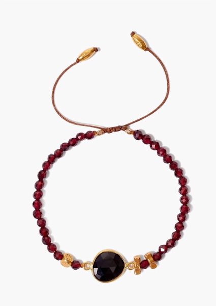 women's pull tie bracelet in garnet