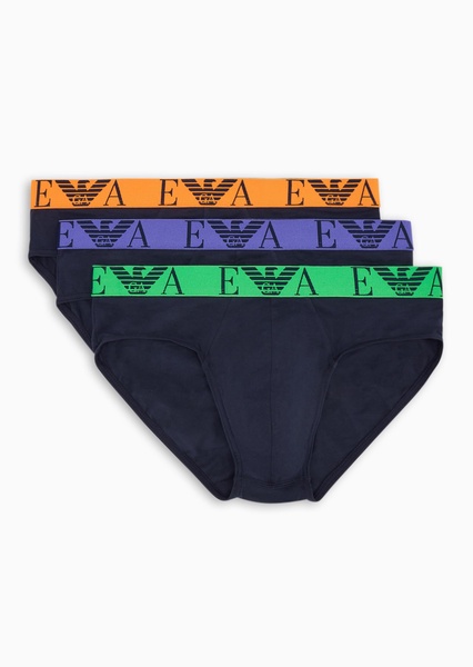 Emporio Armani Men's Stretch Cotton Bold Monogram 3-Pack Brief