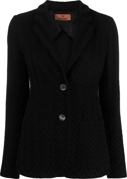 zigzag crochet-knit single-breasted blazer