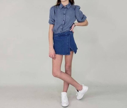 girl's denim skort in indigo