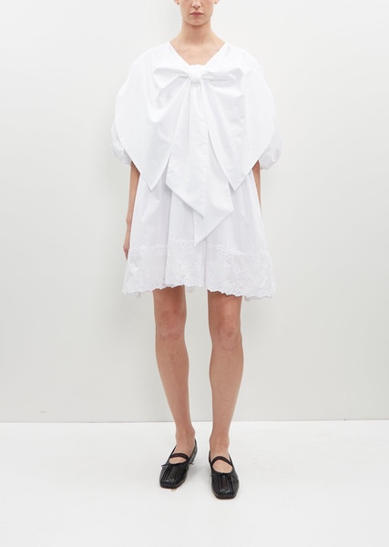 Front Bow Cotton Smock Dress