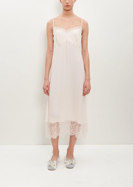 Slip Dress W/ Deep Lace Trim — Pale Rose