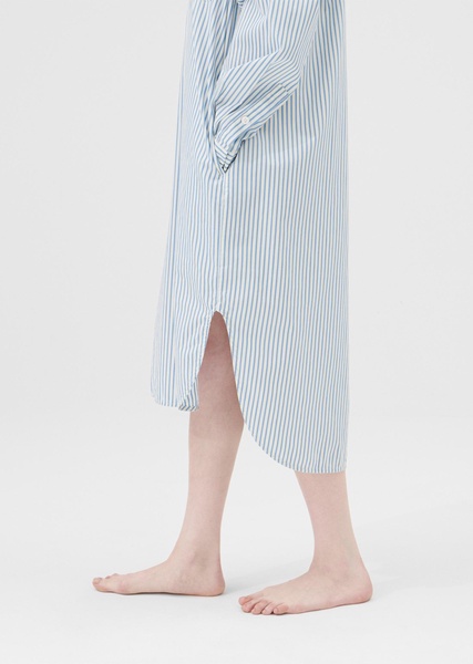 Cotton Poplin Night Shirt — Placid Blue Stripes