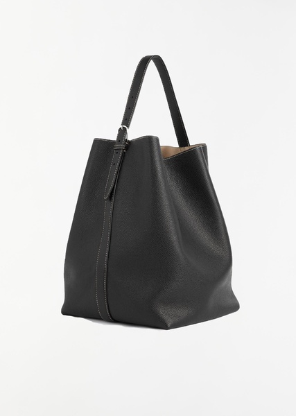 Belted Leather Tote — Black