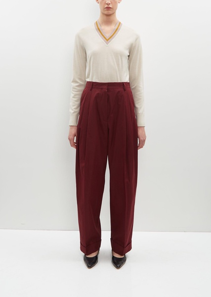 Partan Cotton Pants — Burgundy