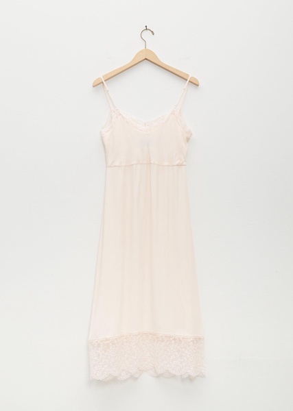 Slip Dress W/ Deep Lace Trim — Pale Rose