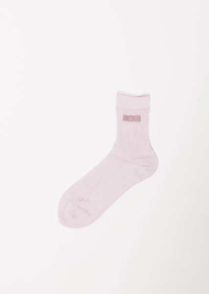 Bow Ribbed Socks — Light Pink