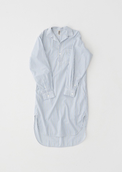 Cotton Poplin Night Shirt — Placid Blue Stripes