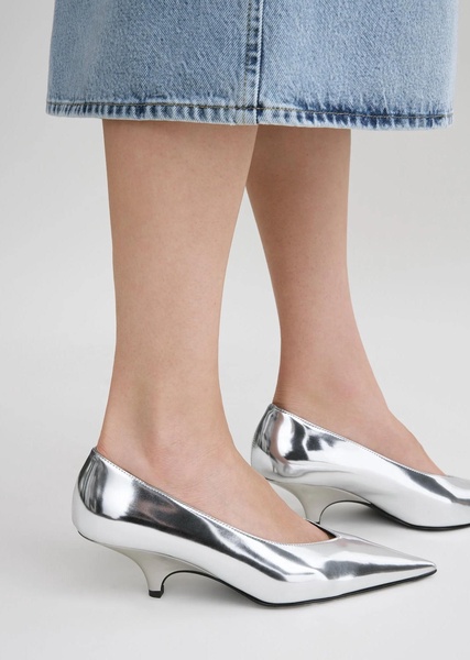 The Wedge-Heel Pump — Mirror Silver