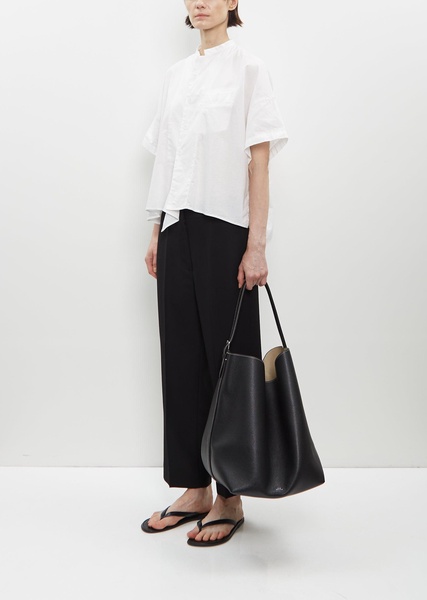 Belted Leather Tote — Black