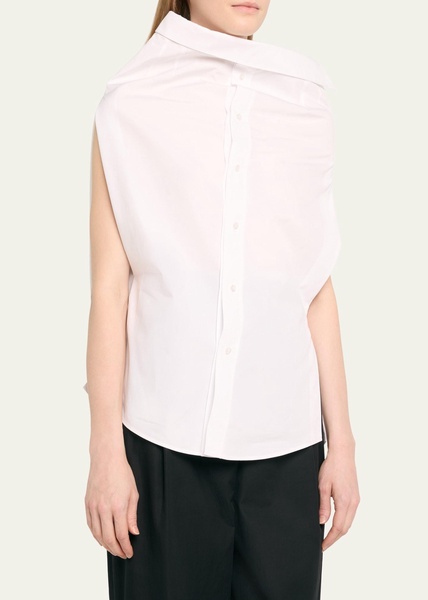 High-Neck Poplin Skirt Blouse